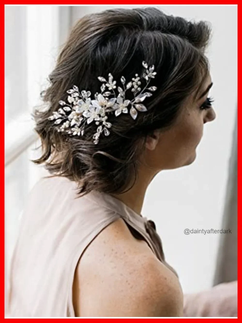 Pearl Crystal Silver Plated Leaf Handmade Wedding Hair Comb Bridal Hair Clip